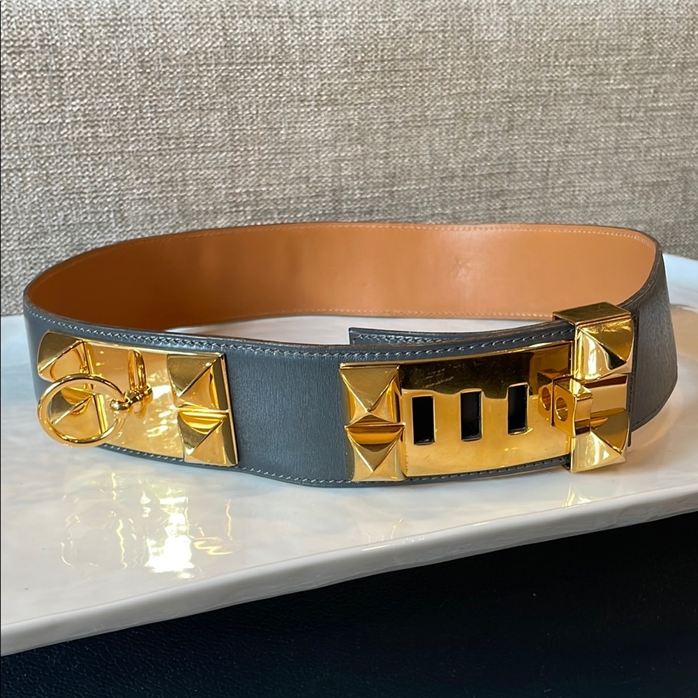 Hermes Collier De Chien belt gray sz 74